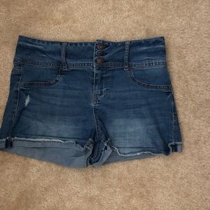 High waisted dark blue shorts